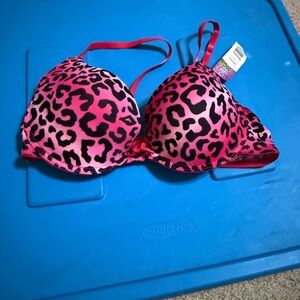 Pink Leopard Print Bra